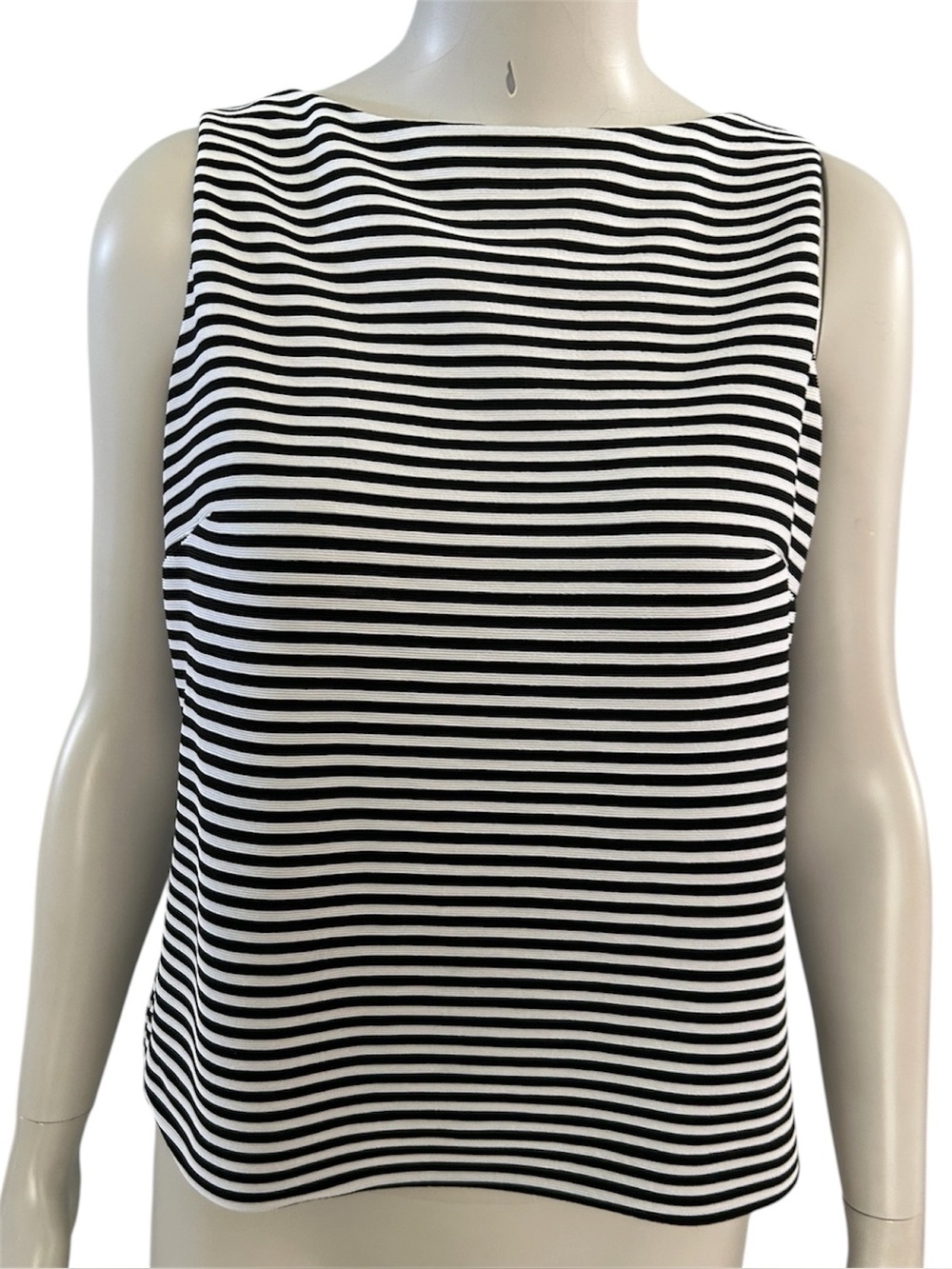 Vintage David Warren Petites New York Striped Sleeveless Boatneck Top (19” PTP) - Picture 10 of 16